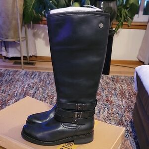 Bussola black leather knee high boots size 9